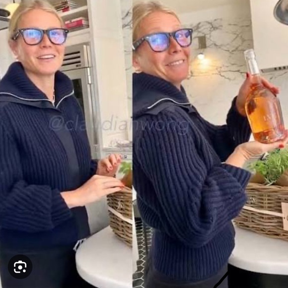 G Label by GOOP Rubinfeld Wool Zip Up Sweater Navy - Picture 2 of 6